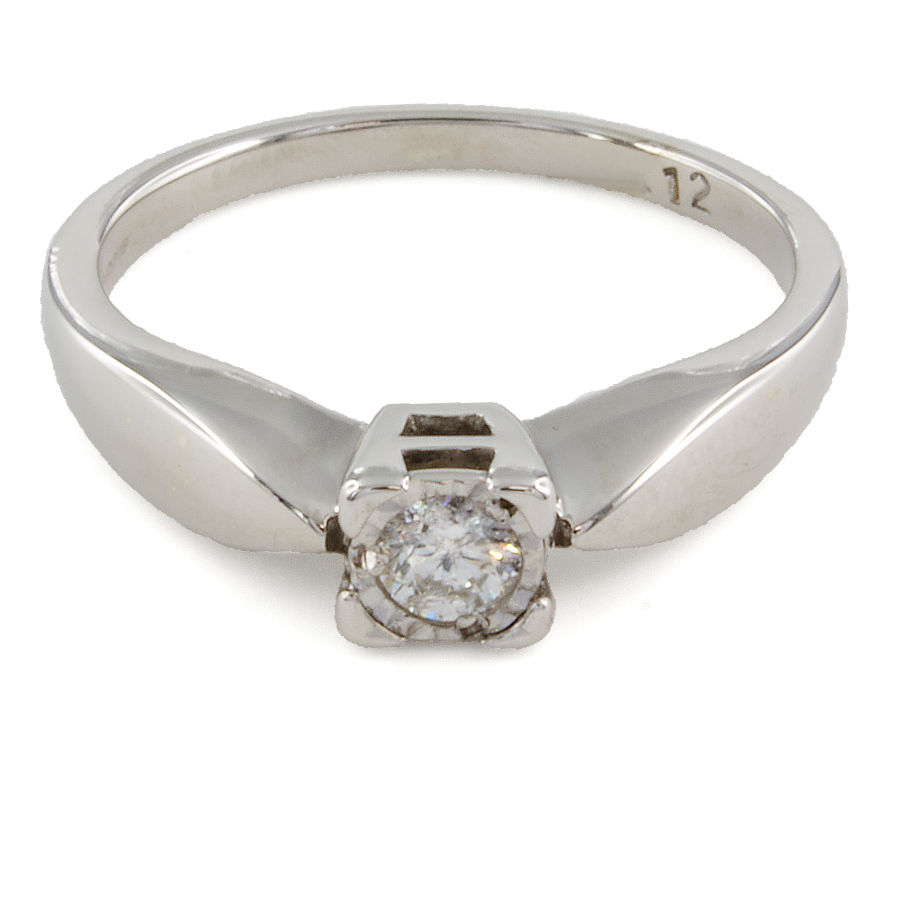 9ct White Gold Diamond 12pt Ring Size K